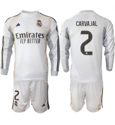 Men Real Madrid 2026 Soccer Jerseys White Long #2 CARVAJAL