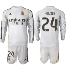 Men Real Madrid 2026 Soccer Jerseys White Long #24 HUIJSEN