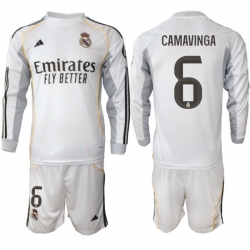 Men Real Madrid 2026 Soccer Jerseys White Long #6 CAMAVINGA