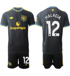 Men Manchester United 2026 Soccer Jerseys Black #12 MALACIA