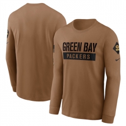 Men Green Bay Packers 2023 Brown Salute To Service Long Sleeve T Shirt