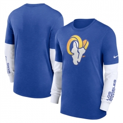 Men Los Angeles Rams Heather Blue Slub Fashion Long Sleeve T Shirt