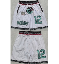Men Memphis Grizzlies 12 Ja Morant White 2025 Shorts Men Memphis Grizzlies 12 Ja Morant White 2025 Shorts
