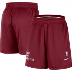 Men Miami Heat Red Warm Up Performance Practice Shorts 