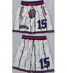 Men Toronto Raptors 15 Vince Carter White Shorts  