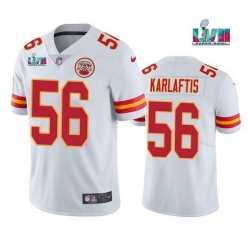 Men Women Youth Toddler Kansas City Chiefs 56 George Karlaftis White Super Bowl LVII Patch Vapor Untouchable Limited Stitched Jersey