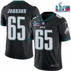 Men Women Youth Toddler Philadelphia Eagles 65 Lane Johnson Black Super Bowl LVII Patch Vapor Untouchable Limited Stitched Jersey