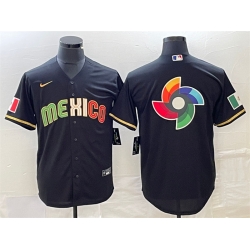 Men Mexico Baseball Black 2023 World Baseball Classic Team Big Logo Stitched Jersey 4