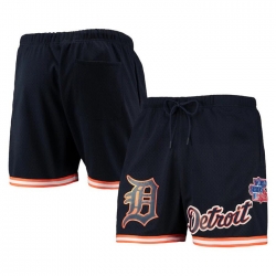 Men Detroit Tigers Navy Team Logo Mesh Shorts