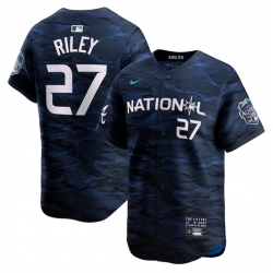 Men Atlanta Braves 27 Austin Riley Royal 2023 All Star Cool Base Stitched Baseball Jersey