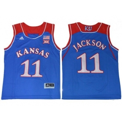 Men Ncaa Nba Kansas Jayhawks #11 Josh Jackson Blue Jersey