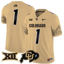 Men Colorado Buffaloes #1 Team Gold Vapor Limited Stitched Football Jersey