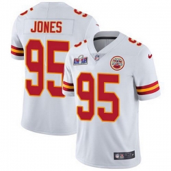 Men Nike Kansas City Chiefs 95 Chris Jones White Bound Stitched NFL Vapor Untouchable Limited 2024 Super Bowl LVIII Jersey