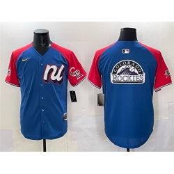 Men National League Colorado Rockies Team Big Logo Blue Red Alternate 2025 All Star Edition Limited Stitched Baseball Jersey Men National League Colorado Rockies Team Big Logo Blue Red Alternate 2025 All Star Edition Limited Stitched Baseball Jersey