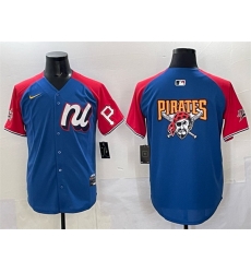 Men National League Pittsburgh Pirates Team Big Logo Blue Red Alternate 2025 All Star Edition Limited Stitched Baseball Jersey Men National League Pittsburgh Pirates Team Big Logo Blue Red Alternate 2025 All Star Edition Limited Stitched Baseball Jersey