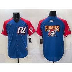 Men National League Pittsburgh Pirates Team Big Logo Blue Red Alternate 2025 All Star Edition Limited Stitched Baseball Jersey Men National League Pittsburgh Pirates Team Big Logo Blue Red Alternate 2025 All Star Edition Limited Stitched Baseball Jersey
