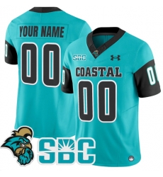 Men Coastal Carolina Chanticleers ACTIVE PLAYER Custom Teal 2025 F U S E  Vapor Limited Stitched Football Jersey