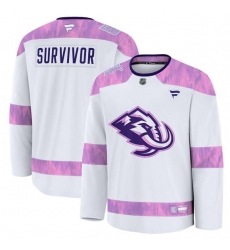 Men Utah Mammoth White 2024 Fights Cancer Survivor Practice Stitched Jersey