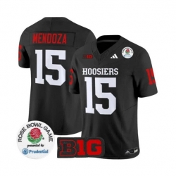 Men Indiana Hoosiers 15 Fernando Mendoza Black 2025 F U S E  Rose Bowl Stitched Football Jersey