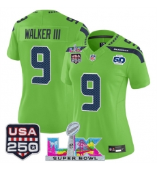 Women Seattle Seahawks 9 Kenneth Walker III Green 2025 F U S E Super Bowl LX Patch And 50th Season 26 USA 250 27 Patch Vapor Limited Football Stitched Je Women Seattle Seahawks 9 Kenneth Walker III Green 2025 F U S E Super Bowl LX Patch And 50th Season 26 USA 250 27 Patch Vapor Limited Football Stitched Je