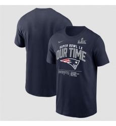 Men New England Patriots New England Patriots Navy 2025 Super Bowl LX Clear Sign T Shirt