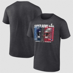 Men New England Patriots vs  Seattle Seahawks Charcoal 2025 Super Bowl LX Matchup Final Battle T Shirt
