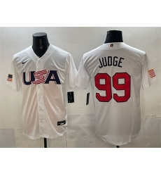 Men USA Baseball 99 Aaron Judge White World Baseball Classic Stitched Jersey Men USA Baseball 99 Aaron Judge White World Baseball Classic Stitched Jersey
