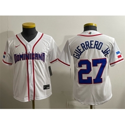 Women Dominican Republic Baseball  27 Vladimir Guerrero Jr  White 2026 World Baseball Classic Home Stadium Stitched Baseball Jersey Run Small 
