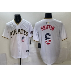 Men Pittsburgh Pirates  6 Konnor Griffin White USA 250 Fourth of July Stitched Baseball Jersey