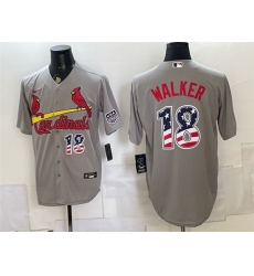 Men St  Louis Cardinals  18 Jordan Walker Grey USA 250 Fourth of July Stitched Baseball Jersey
