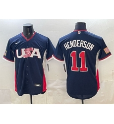 Men USA Baseball  11 Gunnar Henderson Navy 2026 World Baseball Classic Road Stadium Stitched Jersey