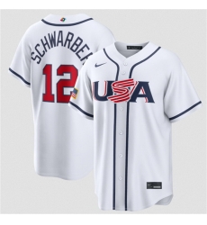 Men USA Baseball  12 Kyle Schwarber White 2026 World Baseball Classic Home Stadium Stitched Jersey