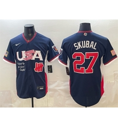 Men USA Baseball x Undefeated  27 Tarik Skubal Navy 2026 World Baseball Classic Stadium Stitched Jersey