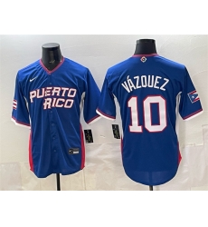 Men Puerto Rico Baseball  10 Luis Vazquez Royal 2026 World Baseball Classic Road Stadium Stitched Jersey