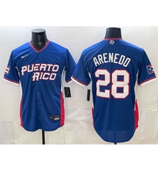 Men Puerto Rico Baseball  28 Nolan Arenado Royal 2026 World Baseball Classic Road Stadium Stitched Jersey