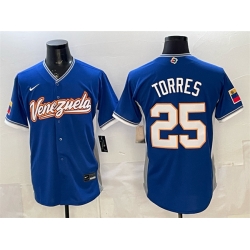 Men Venezuela Baseball  25 Gleyber Torres Royal 2026 World Baseball Classic Road Stadium Stitched Jersey