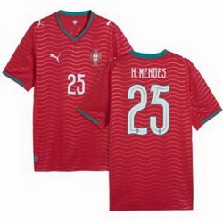 Youth 25 Portugal Nuno Mendes Home Replica Jersey   1