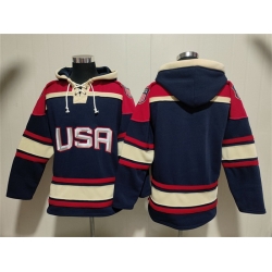 Men Team USA Navy Ageless Must Have Lace Up Pullover Hoodie