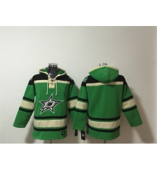 Men Dallas Stars Blank Black Green Lace Up Pullover Hoodie