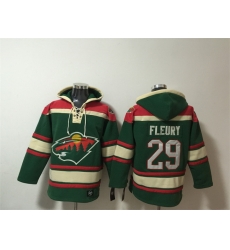 Men Minnesota Wild 29 Marc Andre Fleury Green Lace Up Pullover Hoodie Men Minnesota Wild 29 Marc Andre Fleury Green Lace Up Pullover Hoodie