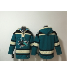 Men San Jose Sharks Blank Teal Lace Up Pullover Hoodie Men San Jose Sharks Blank Teal Lace Up Pullover Hoodie