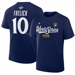 Men Milwaukee Brewers  10 Sal Frelick Navy 2026 World Series Name   Number T Shirt