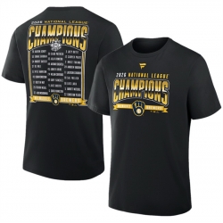 Men Milwaukee Brewers Black 2026 National League Champions Roster T Shirt