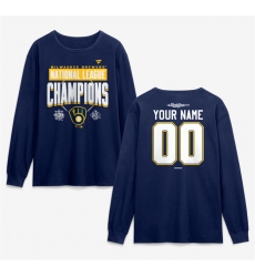 Men Milwaukee Brewers Custom Navy 2026 National League Champions Name Number Long Sleeve T Shirt Men Milwaukee Brewers Custom Navy 2026 National League Champions Name Number Long Sleeve T Shirt