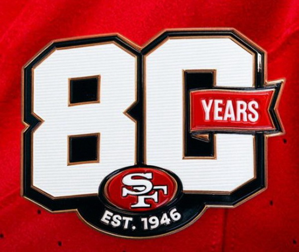 San Francisco 49ers 2026 80th Anniversary Patch Biaog